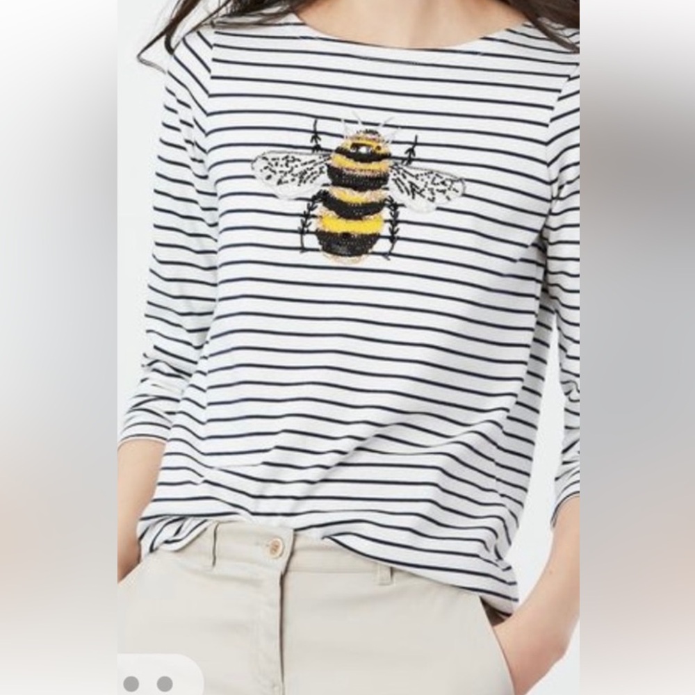 Joules Bee Beaded Boatneck striped shirt Size 6